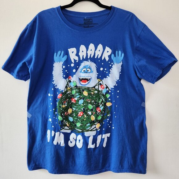 Rudolph The Rednose Reindeer Abominable Snowman 'Raaar I'm So Lit' T Shirt, Lg - Picture 1 of 5